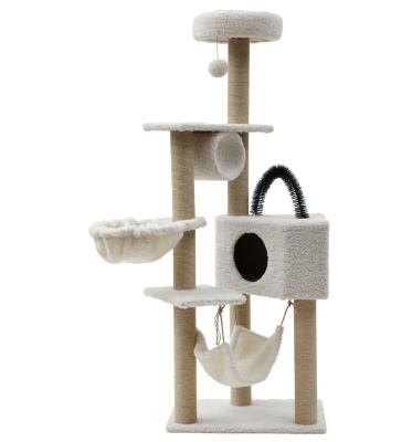 Cina legno Cat Tree Tower Fleece Cloth 8cm/di 7cm per i grandi gatti in vendita