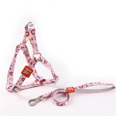 China Pet Printed Harness Polyester Leash Set For Medium And Large Dogs for sale