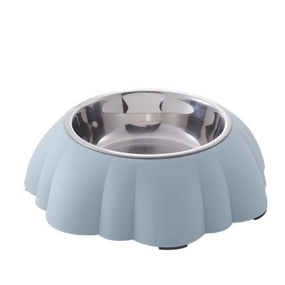 China Pumpkin Type Anti Skid Stainless Steel Plastic Dog Feeder Bowl for sale