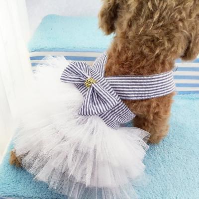 Cina Arco a strisce adorabile di Mesh Dog Princess Dresses With in vendita