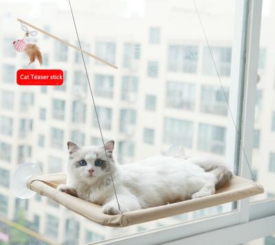 China 100% Cotton Cat Window Hammock Space Saving With Suction Cup for sale