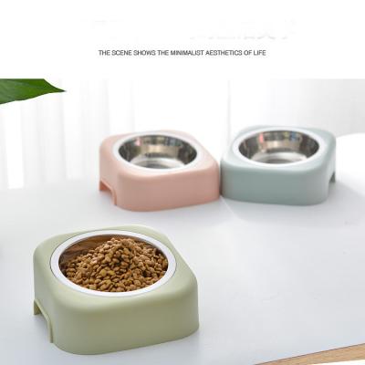 China Cat Toy Cute Cat Bowl Stainless Steel Inclined Mouth Cervical Protection for sale