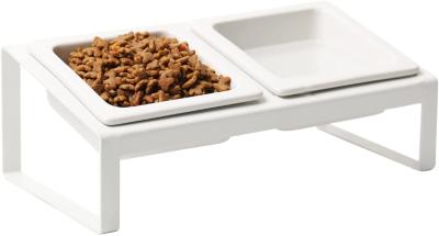 China Ceramic Dog Cat Food and Water Bowls Set for Small Size Dogs and Cats for sale