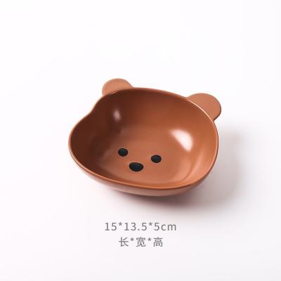 China Cat bowl ceramic dog bowl bear bowl cute anti-overturning cat plate rice bowl cat food bowl for sale