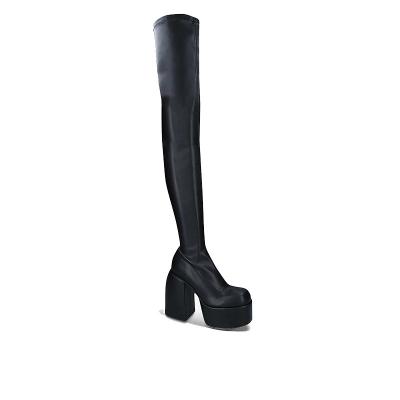 China Spring 2022 New Style Boots Wholesale Waterproof Fit Chunky Platform Boots Factory Custom Knee Length Toe Thick Heel Zipper Over Boots for sale