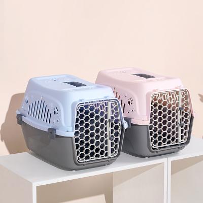 China Plastic Box Cat Dog Crate Pet Storage Viable Transport Dog Travel Carrier Cages for sale