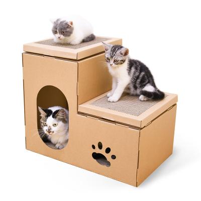 China Durable Stair Treads Double House Scratcher Post Board For Cats Ladder Climb-Buy Scratcher Post for sale