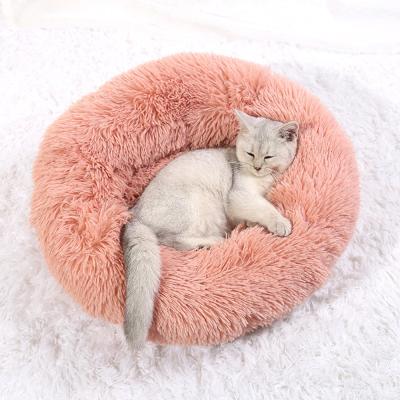 China Sustainable Hot Selling Cama Para Perros Round Plush Donut Memory Foam Cat And Dog Bed Portable Eco Friendly for sale