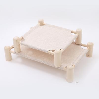 China Sustainable Wood Frames Luxury Wooden Calming Elevated Large Dog Bed for sale