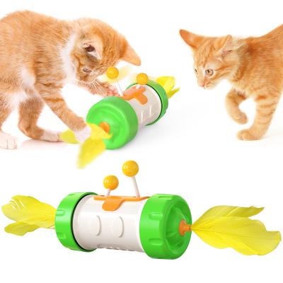 China Wholesale Viable Cat Indoor Feather Toys Interactive Smart Funny Automatic Teasing Pet Toys Indoor Sliding Toy for sale