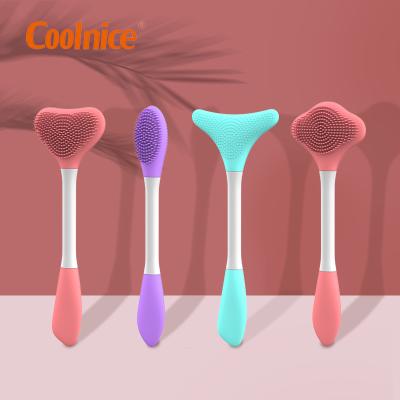 China Mulit Function Facial Exfoliating Lip Scrub Exfoliator Brush Tool Nose Cleaning Brush Dual Side Soft Silicone Facial Cleansing Brush for sale