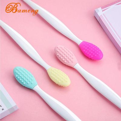 China Other Double Side Soft Silicone Lip Scrub Nose Blackhead Tool and Remover Brush Silicone Exfoliating Lip Brush Nose Cleansing Brush for sale