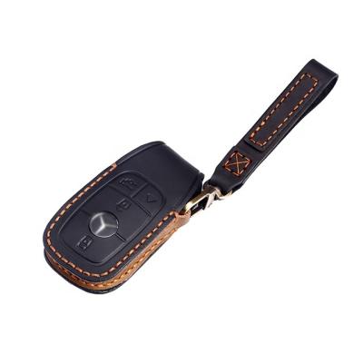 China Handcraft Handmade Genuine Leather Car Key Cowhide Case FOB Cover For Mercedes Benz for sale