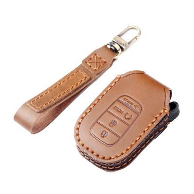 China Handcraft The Car Genuine Leather Key Crazy Horse Cover FOB Case Suitable For 2022 New Honda for sale