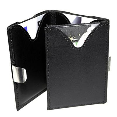 China Men and Women Triple Triple Card Wallet Black Leather Holder for Credit Card and Business Card for sale