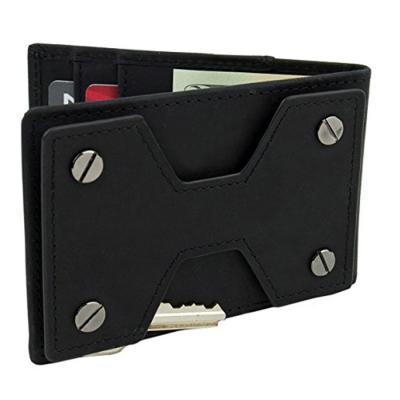 China Slim Compact Card Slots Card Holder Genuine Leather Wallet , Men Bifold Smart Key Holder for sale