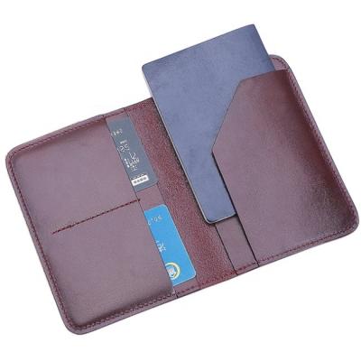 China Top layer durable cow leather travel wallet passport holder case in stock for wholesale for sale