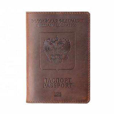 China Durable 100% Pure Leather Passport Cover Russian Holder for sale