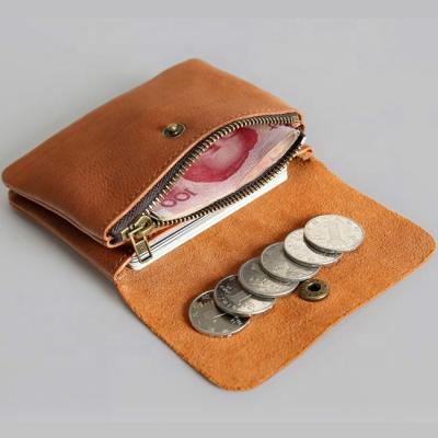 China NATIONAL Genuine Small Cow Leather Coin Purse Credit Card Holder With Button Flap For Girl/Madam Many Colors For Choice for sale