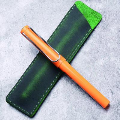 China Genuine Leather Pen Sleeve Case Holder Pouch Gift for Single Pen for sale