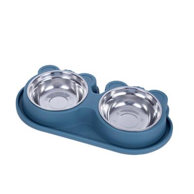 China Non-automatic stainless steel double pet bowl for sale