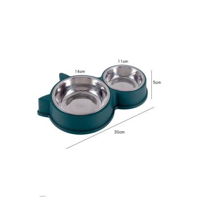 China Double Stainless Steel Non-automatic Pet Bowl Pet Food Bowl and Water Bowl for sale