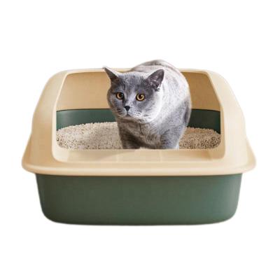 China Cheap Sustainable Plastic Pet Toilet Cat Litter Box With Free Cat Litter Pan Scoop Large Opening for sale