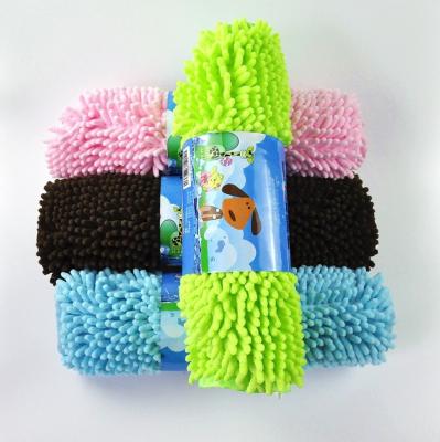 China Sustainable High Quality Microfiber Chenille Dog Wash Towel Strong Absorbent Pet Bathing Towel for sale