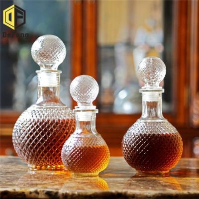 China Beverage Wine Glass Bottle Decanter Red Wine Bottle Liquor Wine Glass Bottle With Glass Stopper for sale