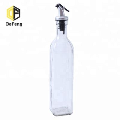 China 100ml 250ml 500ml Square Cooking Oil Glass Bottle Transparent Olive Oil Bottle for sale