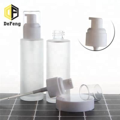 China Cosmetics Package 20-120ml Frosted Glass Lotion Bottle Cosmetics Glass Bottles Packed Pump Latex Bottle for sale