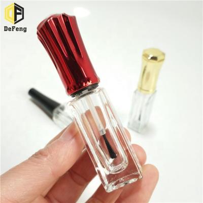 China New Design Perfume Bottle 8ml Nail Polish Bottle Empty Cube Nail Polish Bottle With Black Plastic Brush for sale