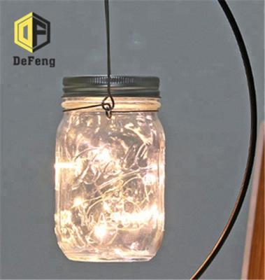 China Decorative Clear Glass Solar Mason Jar Led Lids For Christmas Halloween for sale