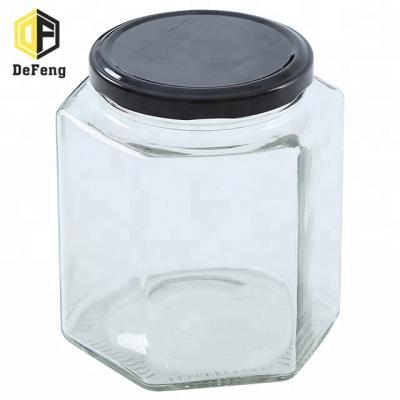 China Storage Jar 100ml 180ml 280ml Hexagonal Glass Bottle Honey Jar Jam Jar for sale