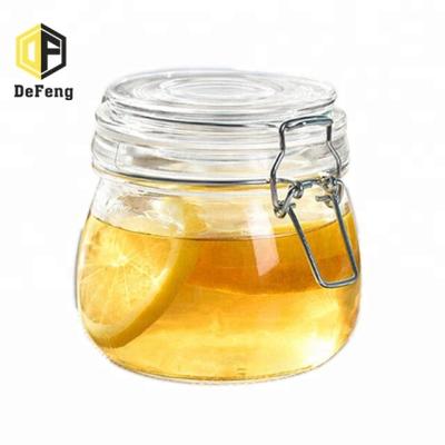 China Airtight Glass Storage Jar Jar Storage Bottles With Metal Clip Grain Storage Jars for sale