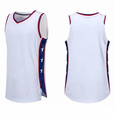 China Antibacterial OEM Embroidered Design Basketball Tank Tops Custom White Logo Sublimation Mesh Basketball Tank Top for sale