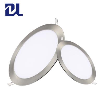 China SN satin nickel recessed round panel light modern indoor recessed round lighting smd 3w 6w 9w 12w 15w 18w 24w sn led panel light price for sale