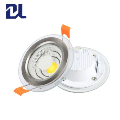 China Contemporary super slim glass smd 5w 7w 10w 15w 24w round aluminum recessed glass led downlight for sale