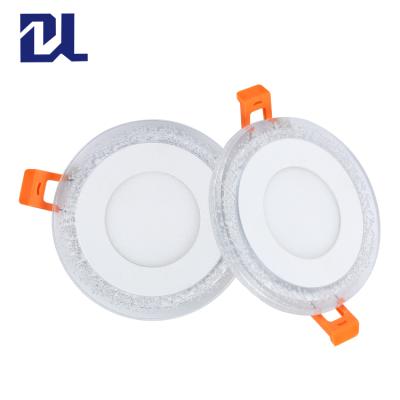 China Double color bubble recessed round led panel light ultra thin blue white color recessed round smd double led panel light for sale