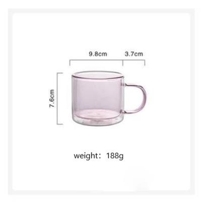 China Viable Hot Sale Borosilicate Double Wall Glass Coffee Tea Cup Handcrafted Mug For Latte Cappuccino With Handle for sale