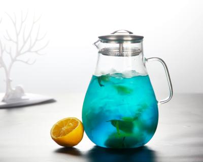 China Viable Hot Sale Borosilicate Hot And Cold Water Jug With Side Handle And Glass Lid for sale