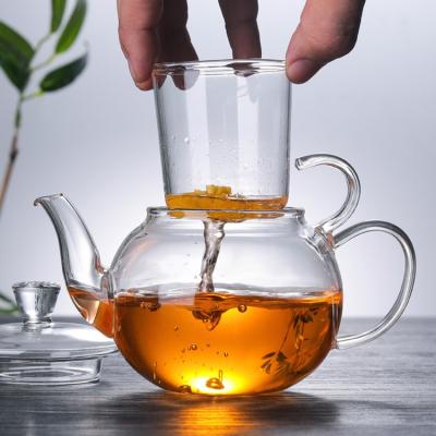 China Factory Direct Viable Heat Resistant Teapot Glass Teapot Gift Set Clear Glass Teapot for sale