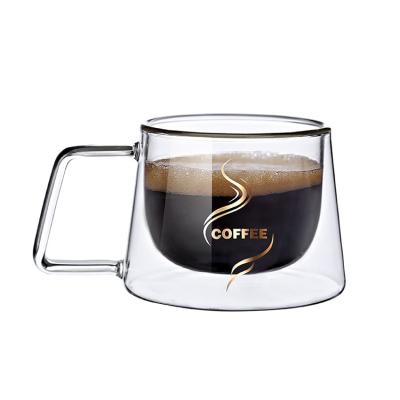 China Product Name Wholesale Double Layer Cavity Stored Heat Resistant Mug With Handle Glass Coffee for sale