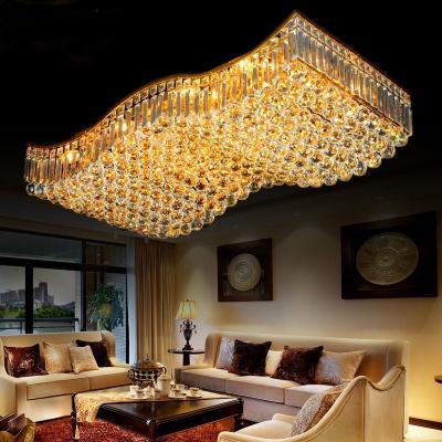 China New Design LED Modern Luxury Rectangular Ceiling Light Hotel Crystal Ceiling Lamp For Living Room for sale