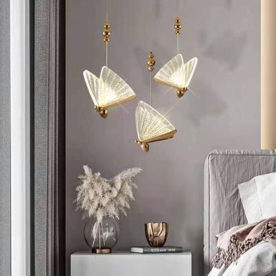 China Modern Modern Hanging Lamp Luxury Butterfly Shape LED Pendant Light Minimalist Clear Acrylic Chandelier for sale