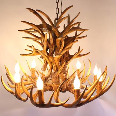 China Contemporary American Pendant Light Industrial Antler Chandelier For Living Room Attic Resin Deer Lamp Hanging Fixture for sale