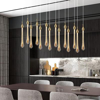 China Modern Raindrop Stair Gold Dust LED Pendant Lamp Modern Chandelier for Staircase Kitchen Home Living Room for sale