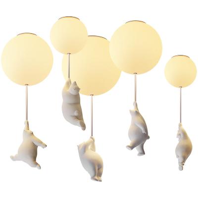 China Modern Modern LED Ceiling Lights Cartoon Bear Pendant Lights For Kids Rooms Decor Home Suspension Lighting Fixture for sale