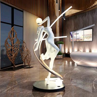 China Creative Modern Post Modern Elegant White Carving Sculpture Human Body Art Floor Lamp Tall Floor Lamp For Hotel Lobby Living Room for sale