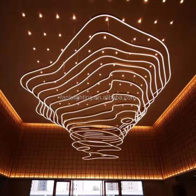 China Modern Projects Custom Aluminum Rings Hanging Light Circle Acrylic Luxury Led Chandelier Decorative Pendant for sale